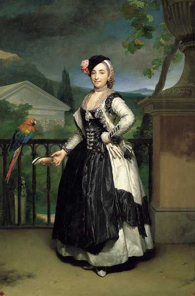 Portret van Isabel Parreno Arce Ruiz de Alarcon y Valdés, Markiezin van Llano door Anton Raphael Mengs