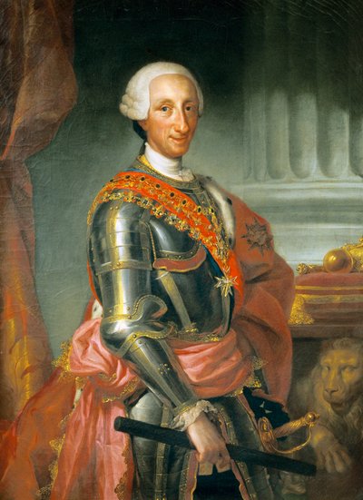 Portret van koning Karel III van Spanje, door Anton Raphael Mengs, circa 1765 door Anton Raphael Mengs