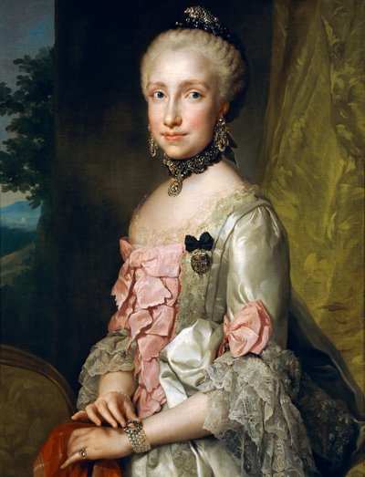 Portret van Maria Luisa van Bourbon ter gelegenheid van haar verloving door Anton Raphael Mengs