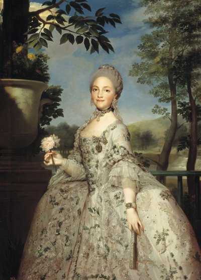 Portret van Maria Luisa van Parma als prinses van Asturië, ca 1764-1765 door Anton Raphael Mengs