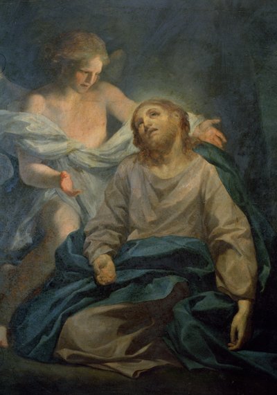 Bidden in de boomgaard door Anton Raphael Mengs