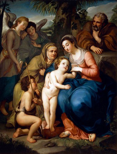De Heilige Familie met Sint-Elizabeth, Sint-Johannes de Doper en twee engelen, door Anton Raphael Mengs door Anton Raphael Mengs