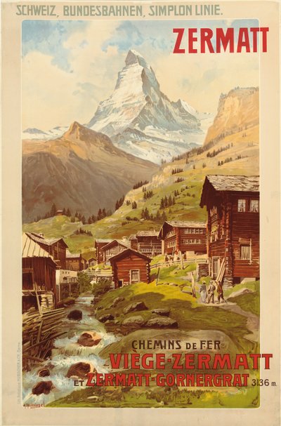 Zermatt, ca. 1900 door Anton Reckziegel