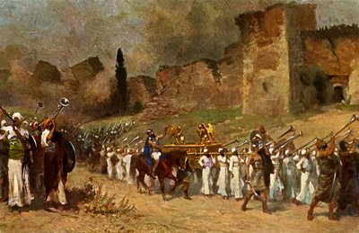 Vernietiging van de muren van Jericho - Oude Testament door Anton Robert (after) Leinweber