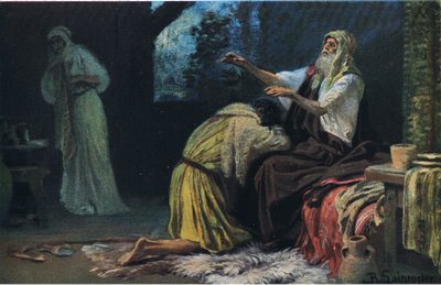 Isaak zegent Jakob, uit Hulberts Story of the Bible gepubliceerd door The John Winston Company door Anton Robert Leinweber