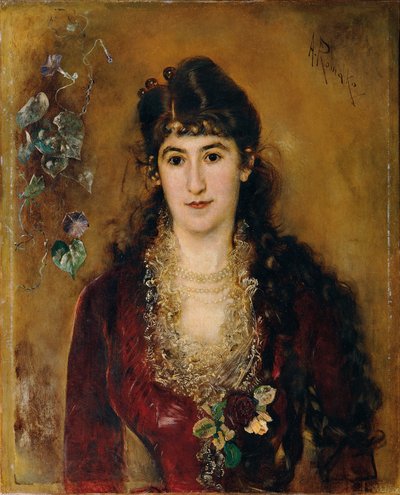 Dame in rode jurk door Anton Romako
