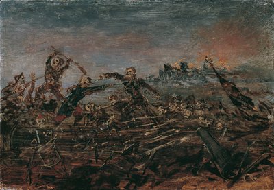 Dans van de dood op het slagveld voor brandende ruïnes, 1882-1885 door Anton Romako