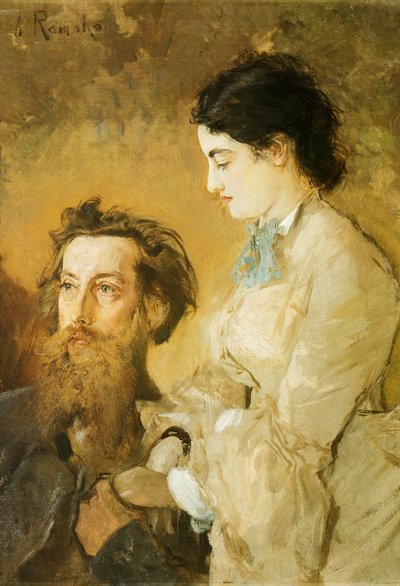 Portret van beeldhouwer Reinhold Begas met zijn vrouw door Anton Romako