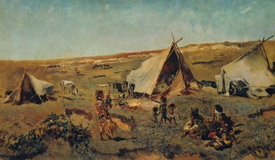 Zigeunerkamp in de Puszta door Anton Romako