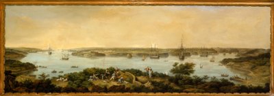 Gezicht op de haven van Mahon, Menorca door Anton Schranz