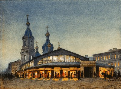 Het Hooi De Sennaya Plein en de Verlosserkerk in Sint-Petersburg door Anton Sergeevich Lytkin