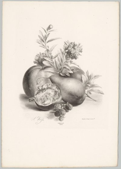 Bloemen, appels, peer, granaatappel en bramen door Anton Weiss