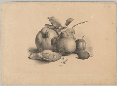 Fruit, pruimen en oesters door Anton Weiss