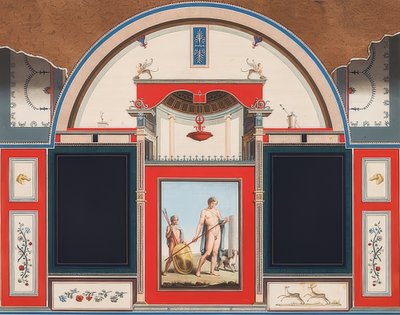 Muurschildering van een Romeins huis op het terrein van de Villa Negroni in Rome, Adonis met jongeling. 1779 door Anton von Maron
