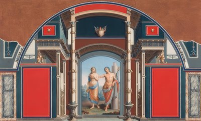 Muurschildering van een Romeins huis op het terrein van de Villa Negroni in Rome, Bacchus en Ariadne. 1783 door Anton von Maron