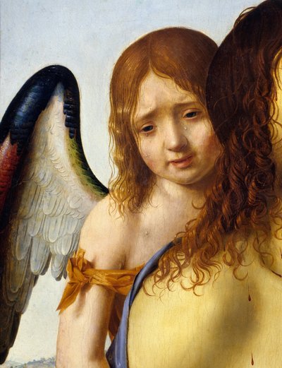 Detail van De Dode Christus ondersteund door een Engel door Antonello da Messina