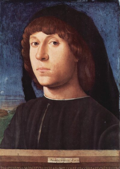 Portret van een jonge man door Antonello da Messina