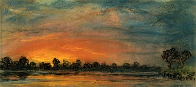 Zonsondergang in Chelsea, Londen door Frederick (attr. to) Barnard
