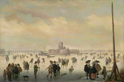 Schaatsscène door Antoni (1594 1641) Verstralen