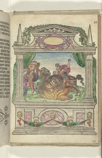 Toneel met de heldendaad van Marcus Curtius, 1578 door Antoni van Leest