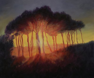 Wilde Bomen bij Zonsondergang, 2002 door Antonia Myatt