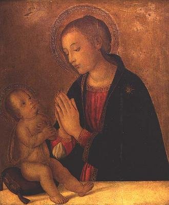 De Madonna die het kind aanbidt door Antoniazzo (workshop of) Romano