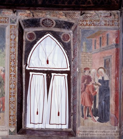 Leven van St. Francesca Romana: Een gebochelde wordt genezen door de heilige door Antoniazzo Romano