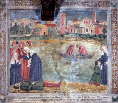 Leven van St. Francesca Romana: Een man wordt door de heilige tot leven gewekt na verdrinking in de Tiber door Antoniazzo Romano