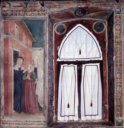 Leven van St. Francesca Romana: Camilla, een doofstomme, wordt genezen door de heilige door Antoniazzo Romano
