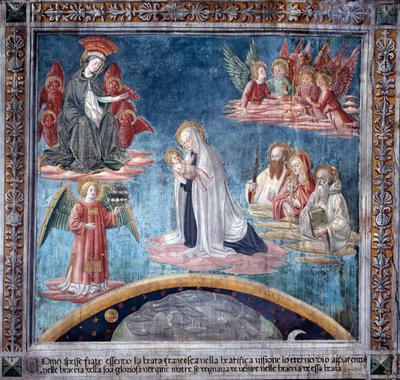 Leven van Sint Francesca Romana: Meerdere keren in extase ontving Francesca het Heilige Kind van de Maagd door Antoniazzo Romano