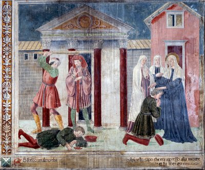 Het leven van St. Francesca Romana: De heilige geneest een man die door zijn vijanden is doodgeslagen door Antoniazzo Romano