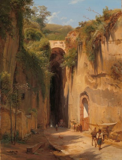 De grot van Posillipo bij Napels door Antonie Sminck Pitloo