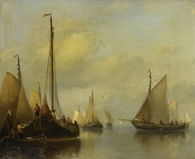 Vissersboten op kalm water door Antonie Waldorp