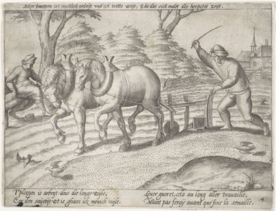 Ploegen van het land door Antonie Wierix (II) (possibly)