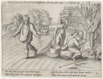Zaaien op het land door Antonie Wierix (II) (possibly)