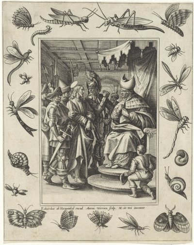 Christus voor Kajafas door Antonie Wierix (II)