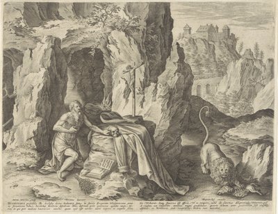 H. Hieronymus als boeteling in de woestijn door Antonie Wierix (II)
