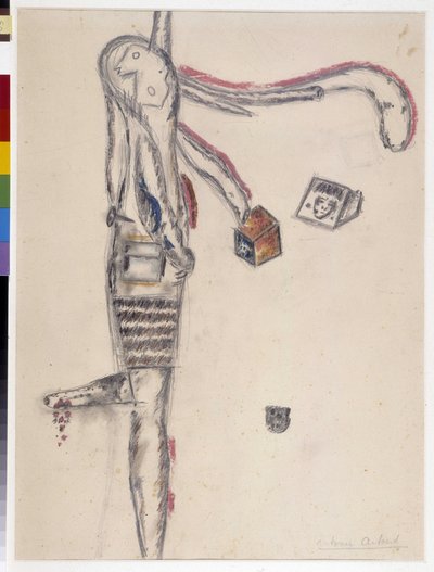 Tekening door Antonin Artaud (1896-1948). 1945 Dim cm 63X48 Musee Cantini, Marseille door Antonin Artaud