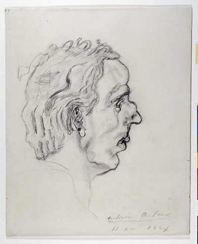 Portret van de dichter Jacques Prevel (1915-1951) in profiel - 11 mei door Antonin Artaud