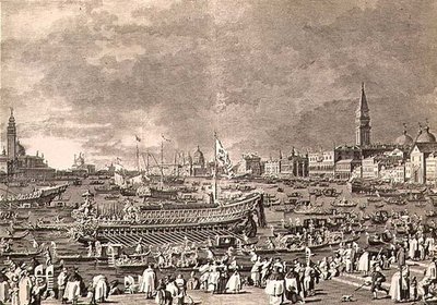 De Ontscheping van de Doge op de Bucintoro voor het Huwelijk met de Zee, gegraveerd door Giovanni Battista Brustolon door Antonio (after) Canaletto