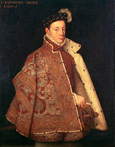 Portret van Don Carlos, Prins van Asturië door Antonio (studio of) (attr. to) Moro