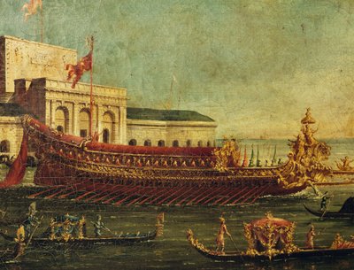 De Bucentaur (staatssloep van de doges van Venetië), Italië door Antonio (studio of) Canaletto
