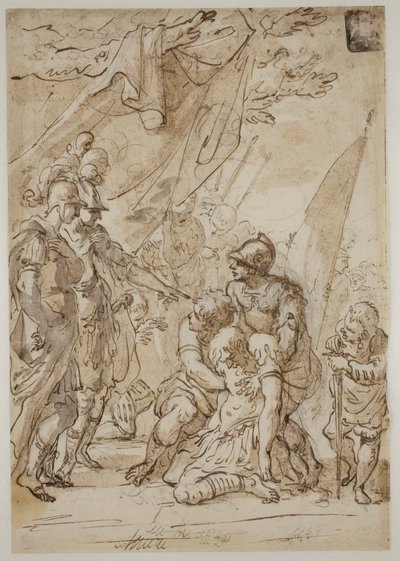 Alexander met het lichaam van Darius(?) door Antonio Balestra