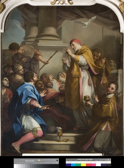 Sint-Gregorius toont het met bloed bevlekte corporale door Antonio Balestra
