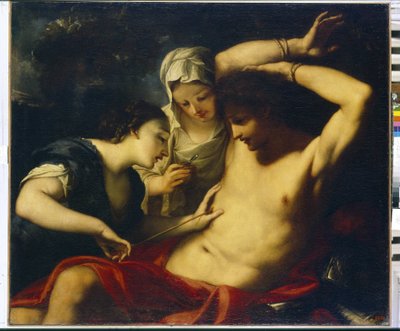De heiligen Sebastiaan, Irene en Lucia door Antonio Balestra