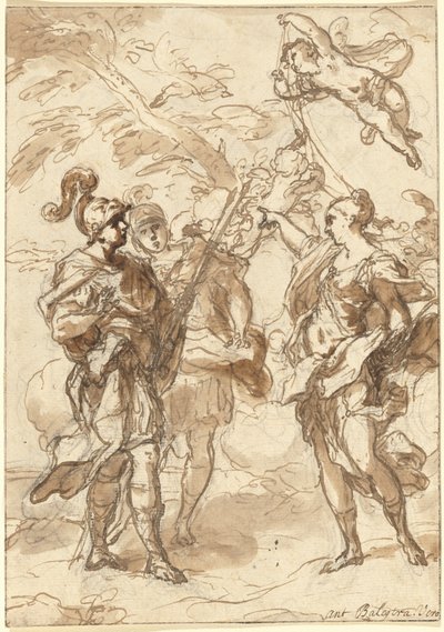 Venus als jageres verschijnt aan Aeneas en Achates door Antonio Balestra