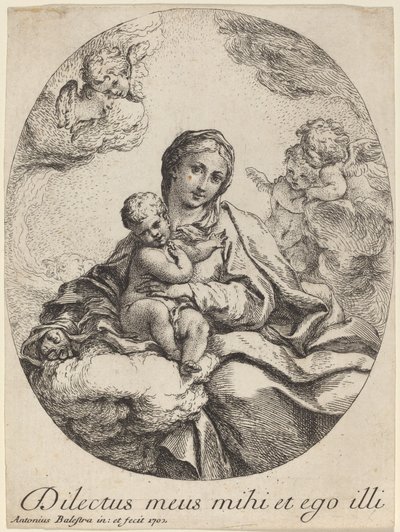 Maagd en Kind op een Wolk door Antonio Balestra