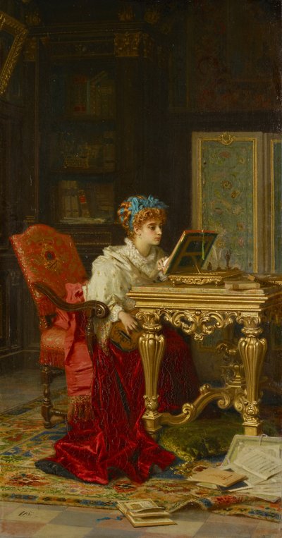 Een Muziekspelende Dame (Irene di Spilimbergo) door Antonio Barzaghi Cattaneo