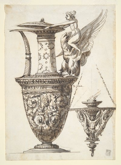 Ontwerp voor een uitgebreide kan en kroonluchter door Antonio Basoli