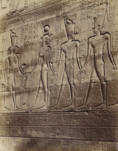 Bas-reliëf van de tempel in Edfu door Antonio Beato